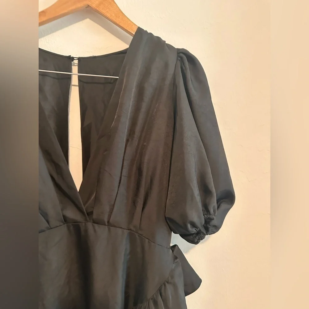 Ronny Kobo Mindy Puff Sleeve Mini Dress in Black